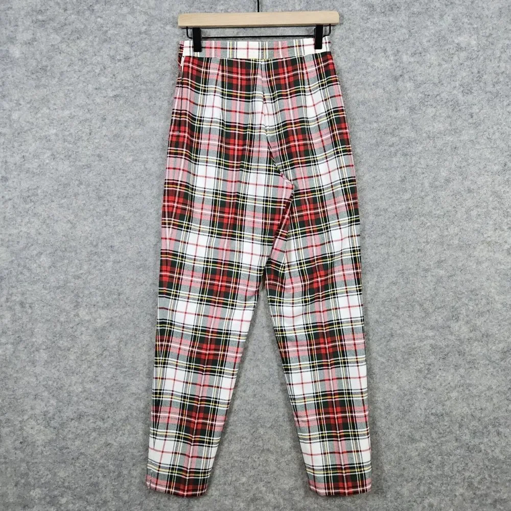 Ruff Hewn Women's Plaid Flannel Pants Size 4P Polyester Rayon Lightweight Petite